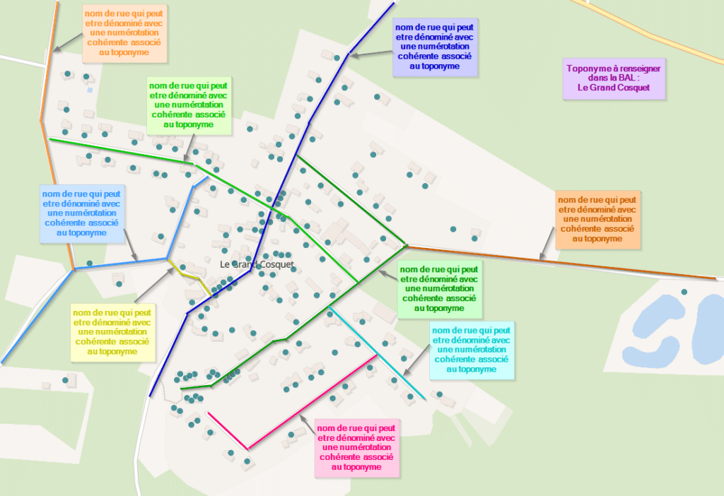 Carte présentant une base adresse local bien renseignée